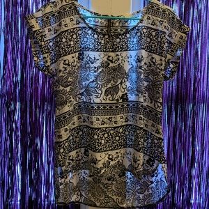 Black and White Printed Blouse